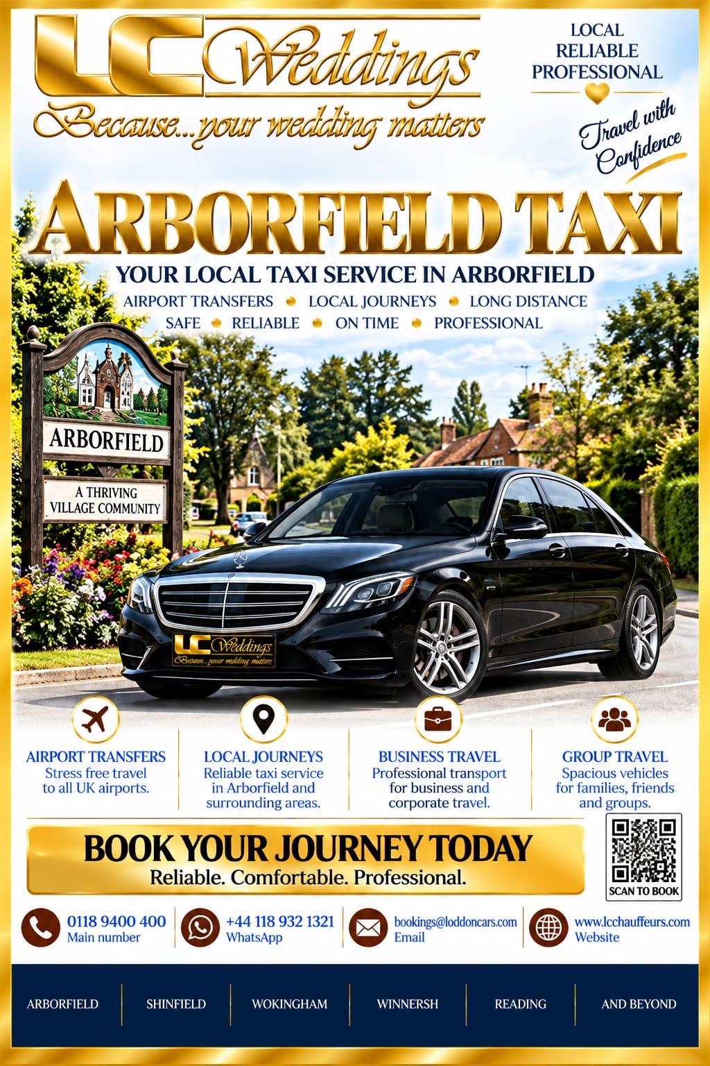 Arborfield taxi for local and wedding transport