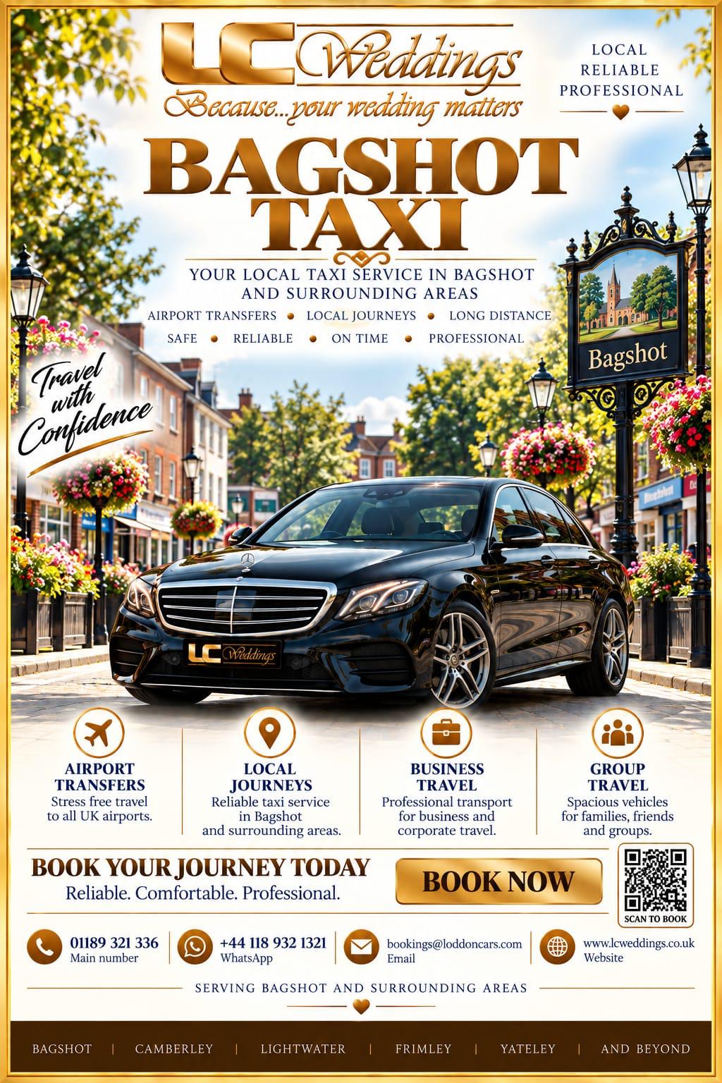 Bagshot taxi for local and wedding transport