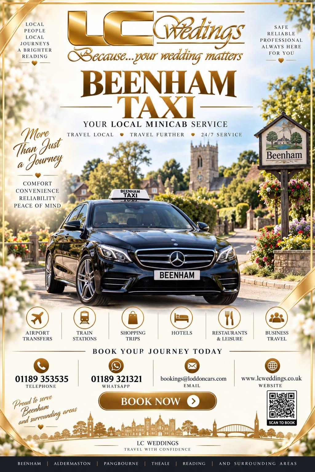 Beenham taxi for local and wedding transport