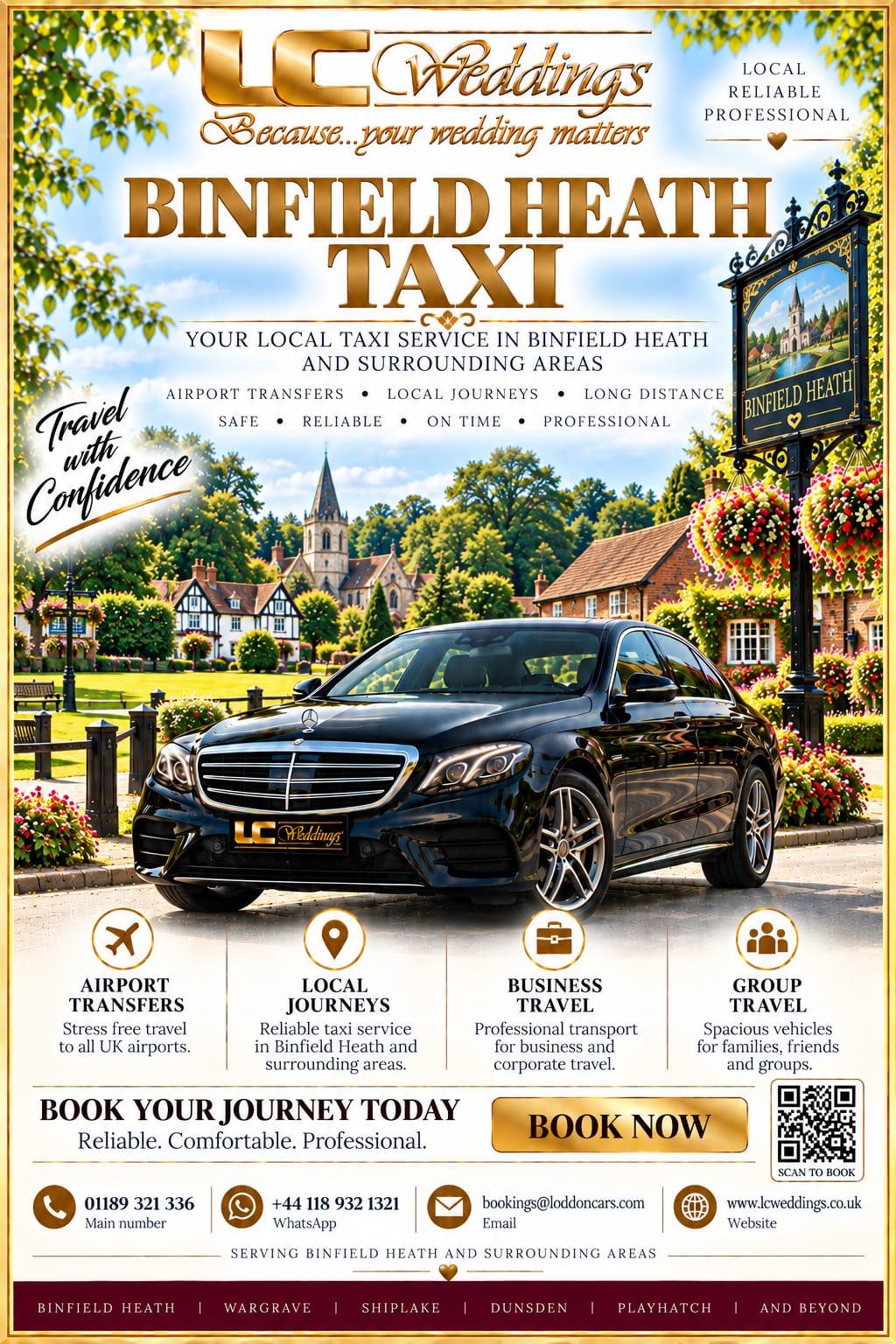 Binfield Heath taxi for local and wedding transport