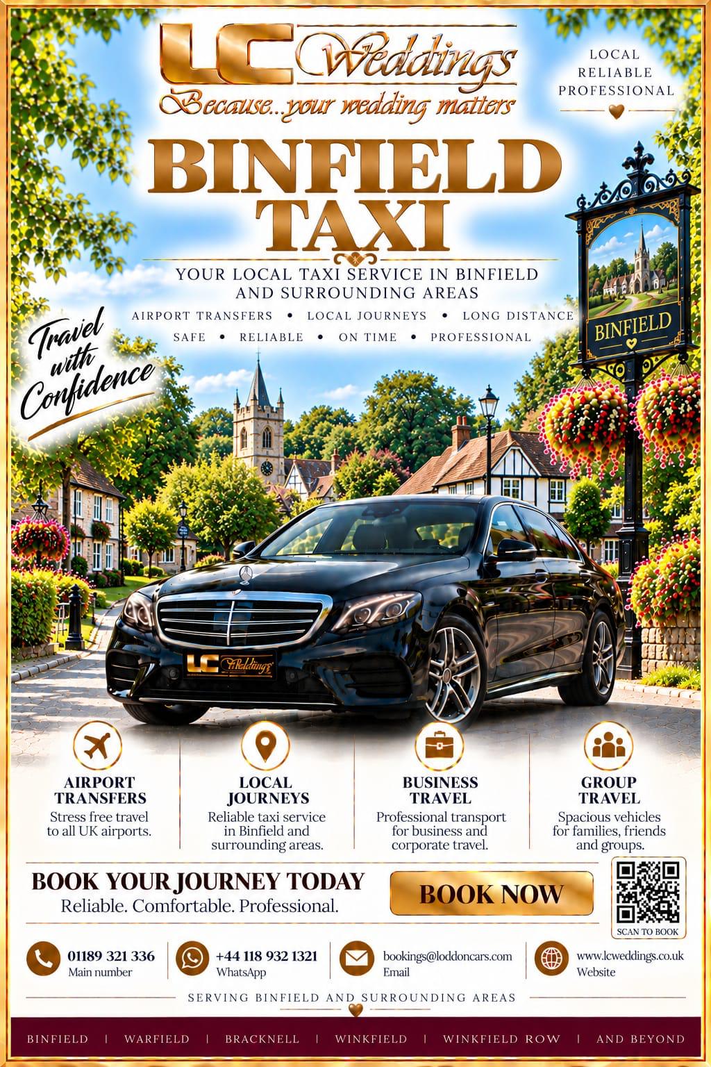 Binfield taxi for local and wedding transport