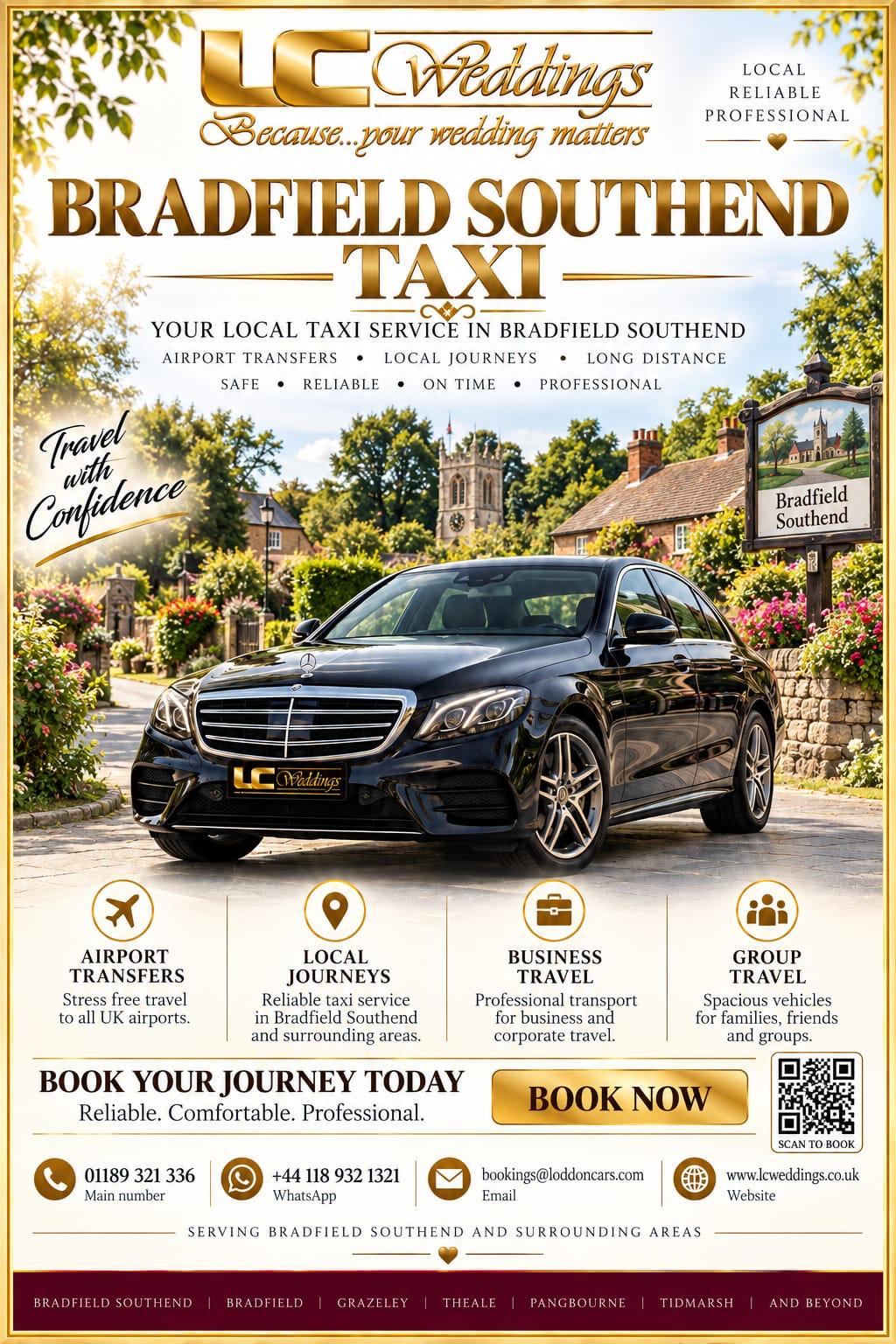 Bradfield Southend taxi for local and wedding transport