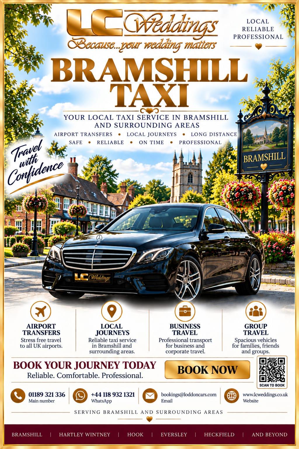 Bramshill taxi for local and wedding transport