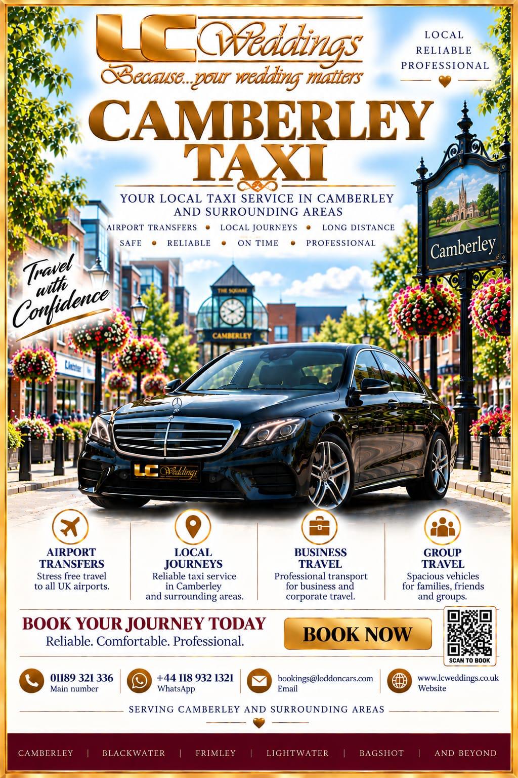 Camberley taxi for local and wedding transport
