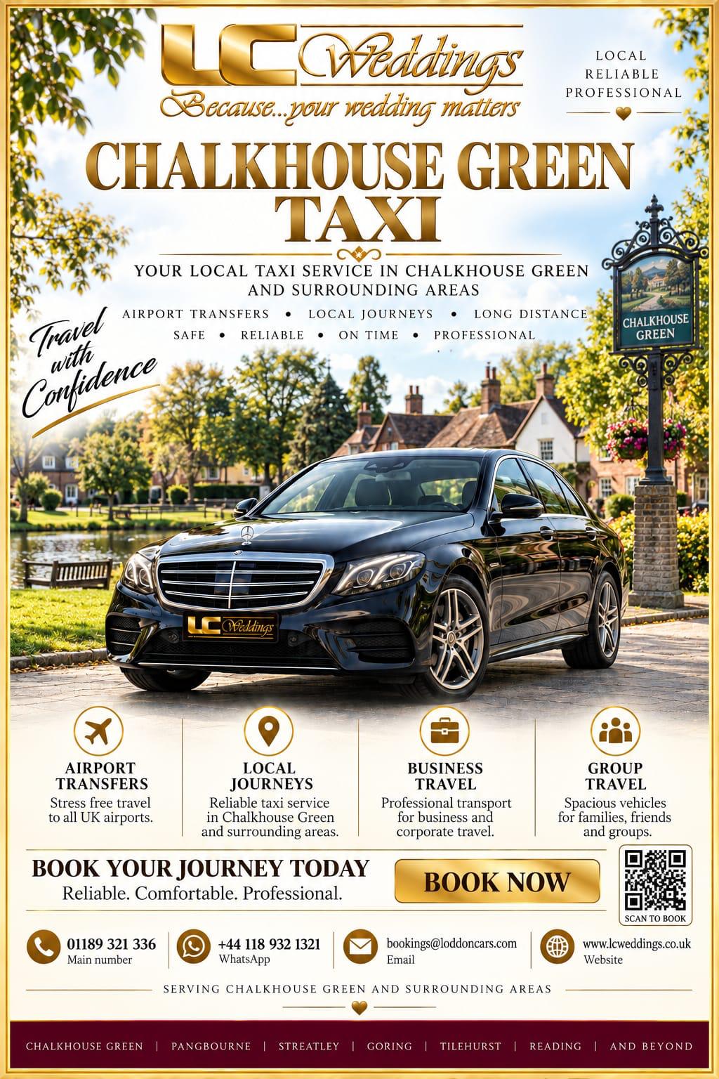 Chalkhouse Green taxi for local and wedding transport
