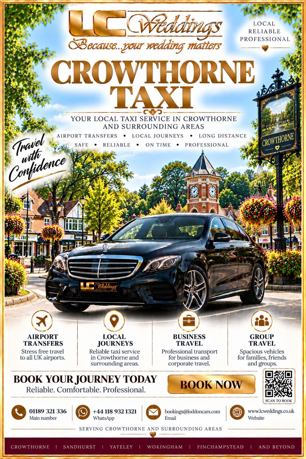 Crowthorne taxi for local and wedding transport