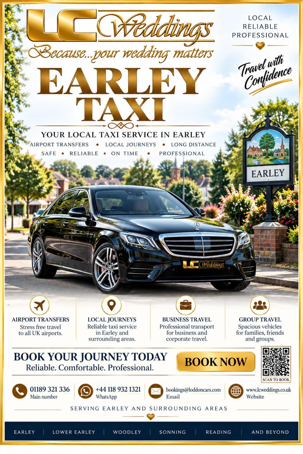 Earley taxi for local and wedding transport