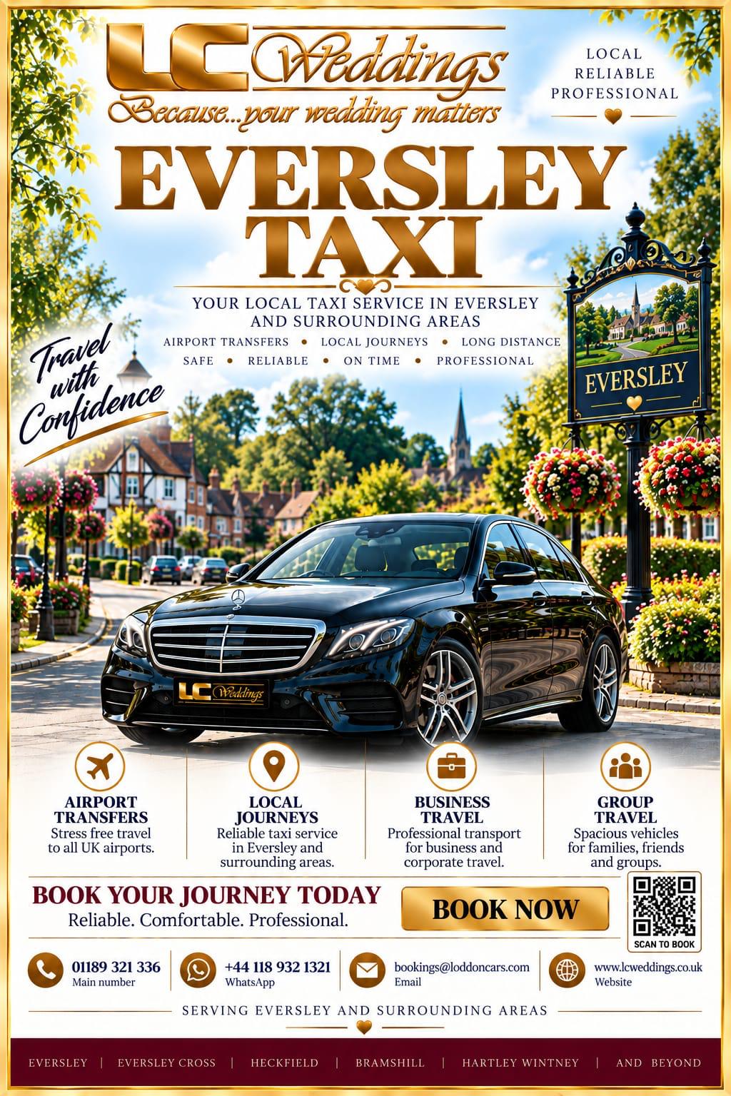 Eversley taxi for local and wedding transport