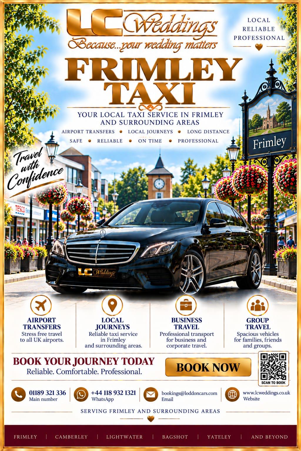 Frimley taxi for local and wedding transport