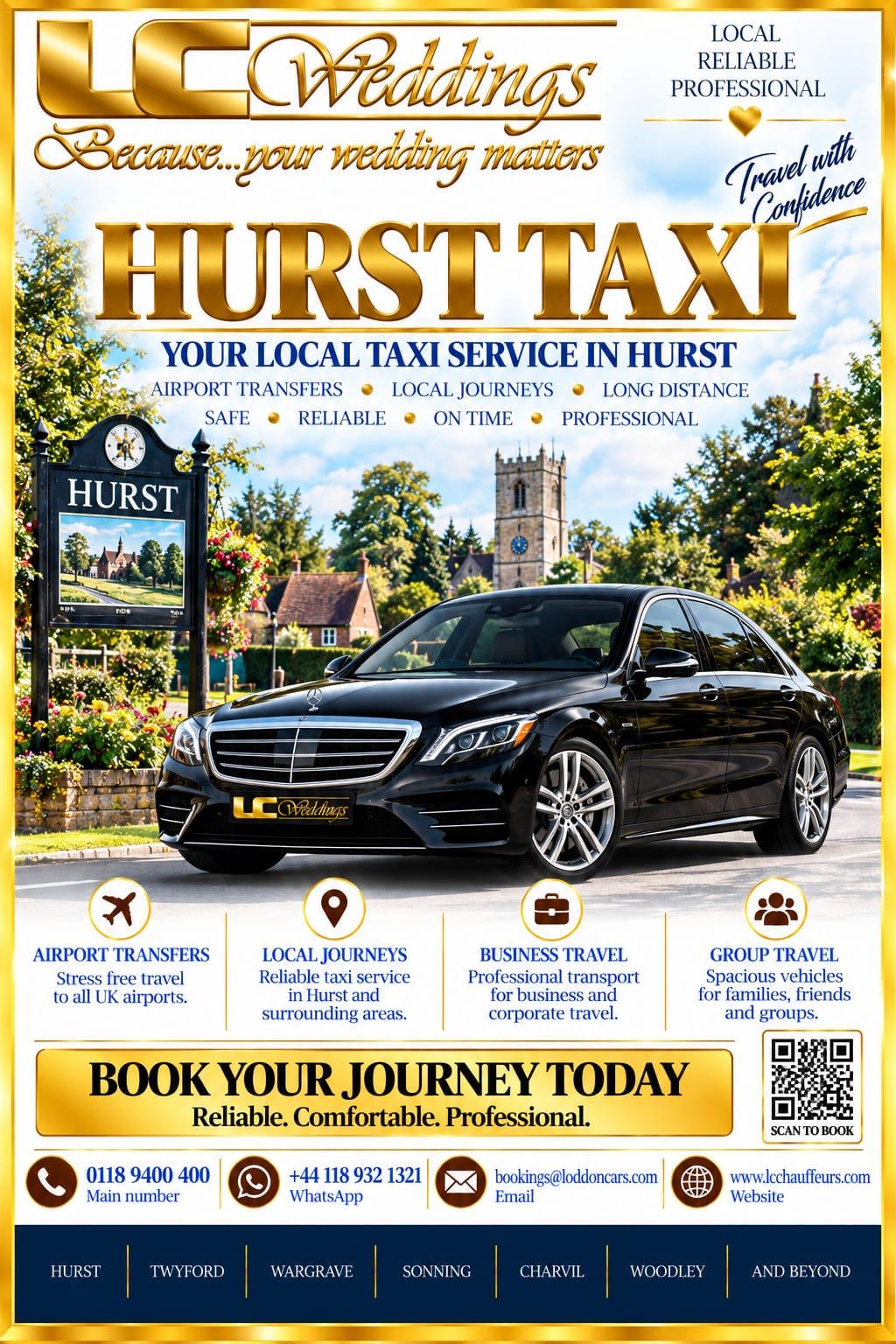 Hurst taxi for local and wedding transport