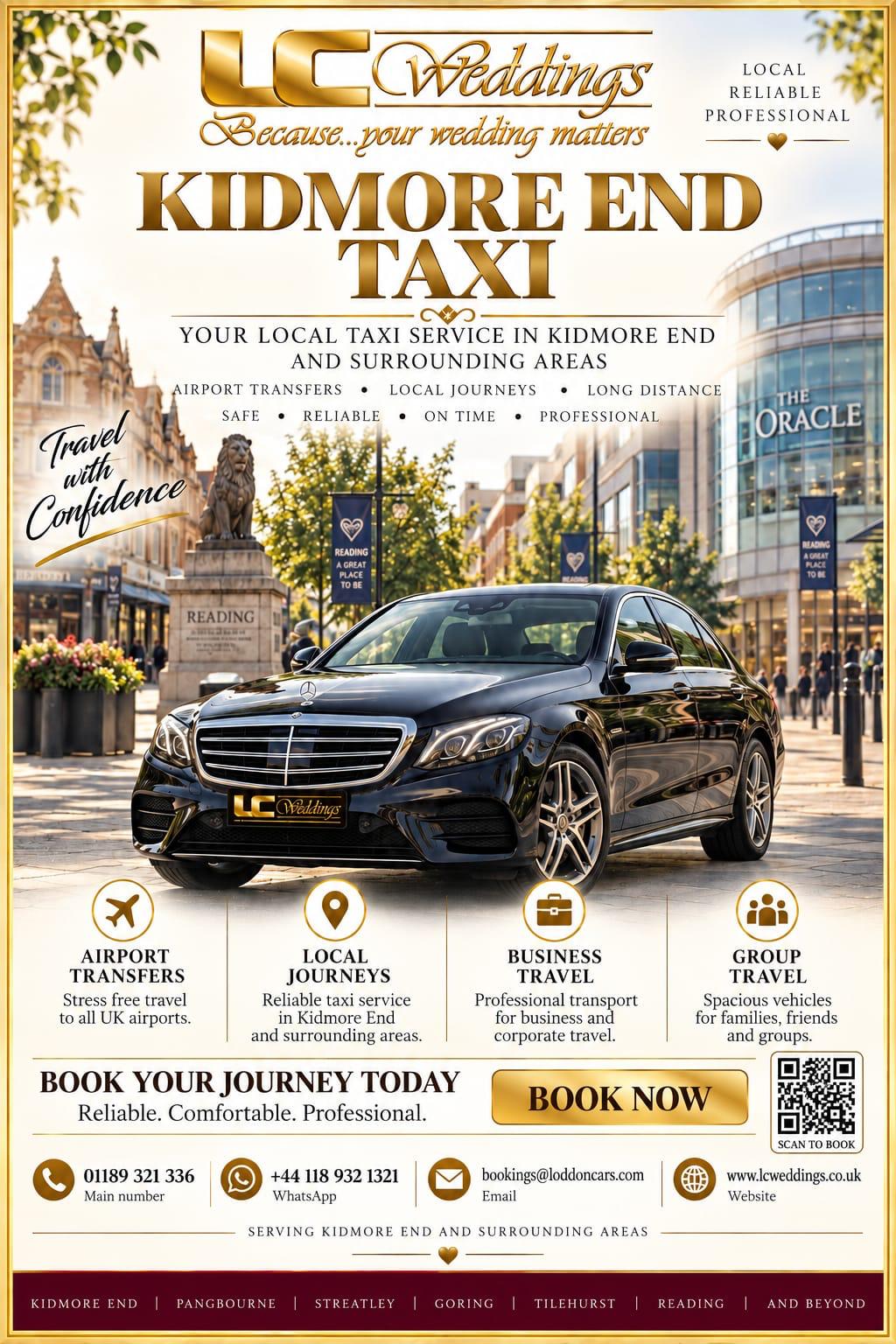 Kidmore End taxi for local and wedding transport