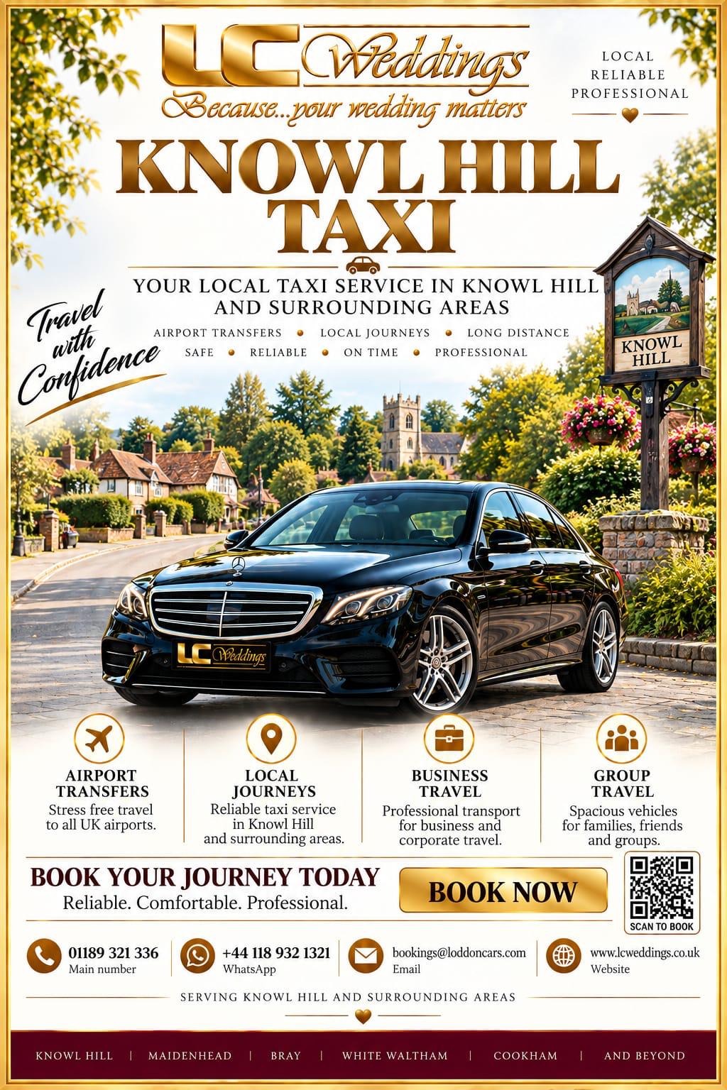 Knowl Hill taxi for local and wedding transport