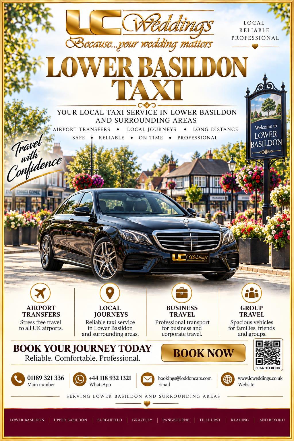 Lower Basildon taxi for local and wedding transport