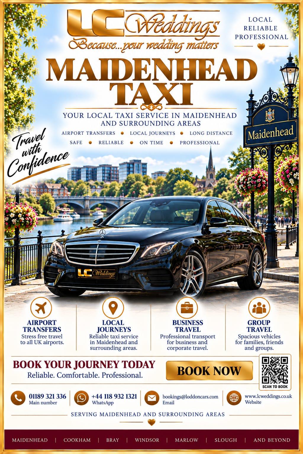Maidenhead taxi for local and wedding transport