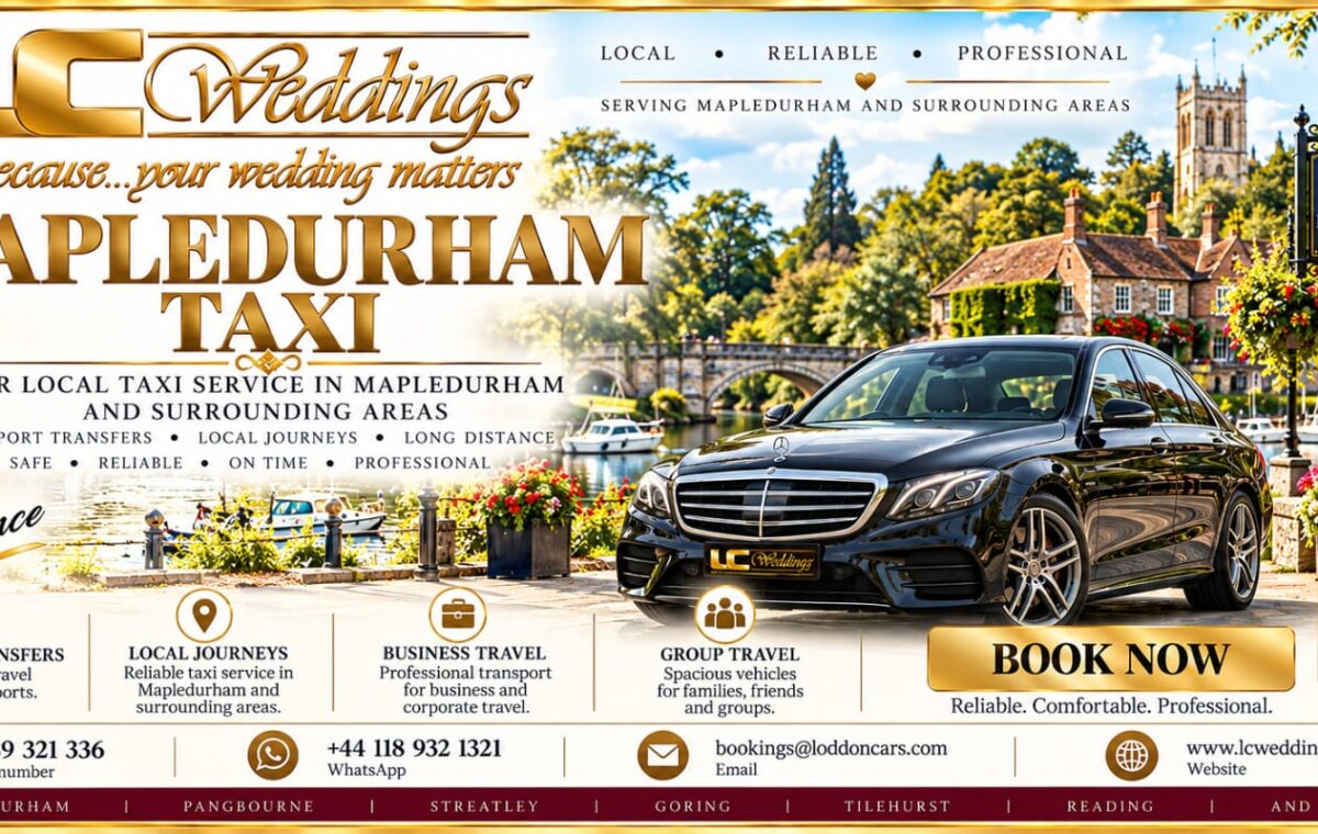 Mapledurham taxi for local and wedding transport.