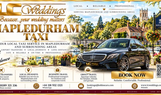 Mapledurham taxi for local and wedding transport.