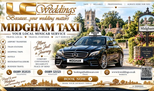 Midgham taxi for local and wedding transport