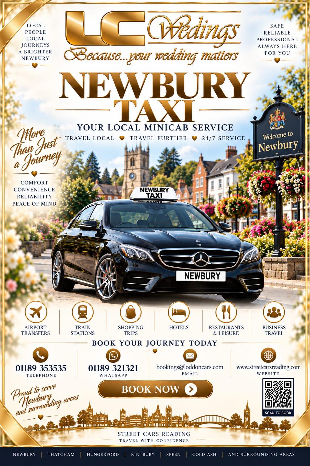 Newbury taxi for local and wedding transport