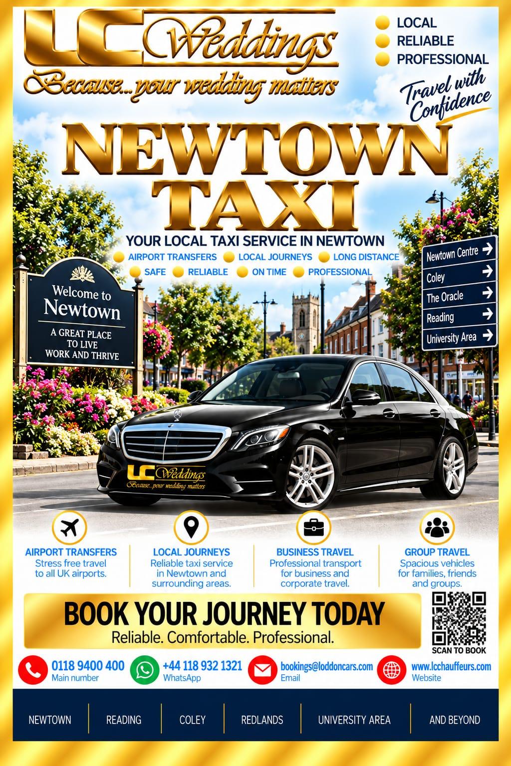 Newtown taxi for local and wedding transport