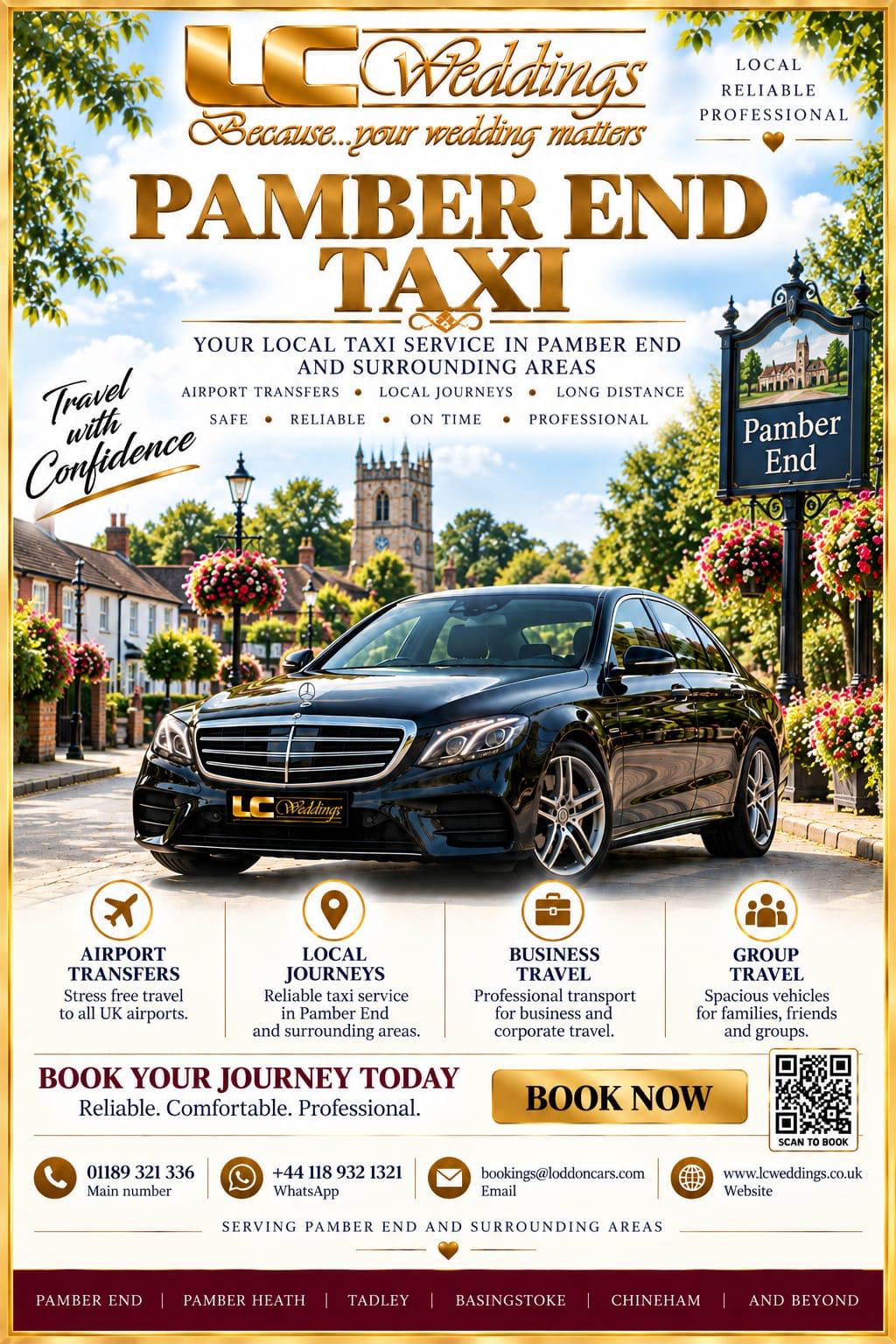 Pamber End taxi for local and wedding transport