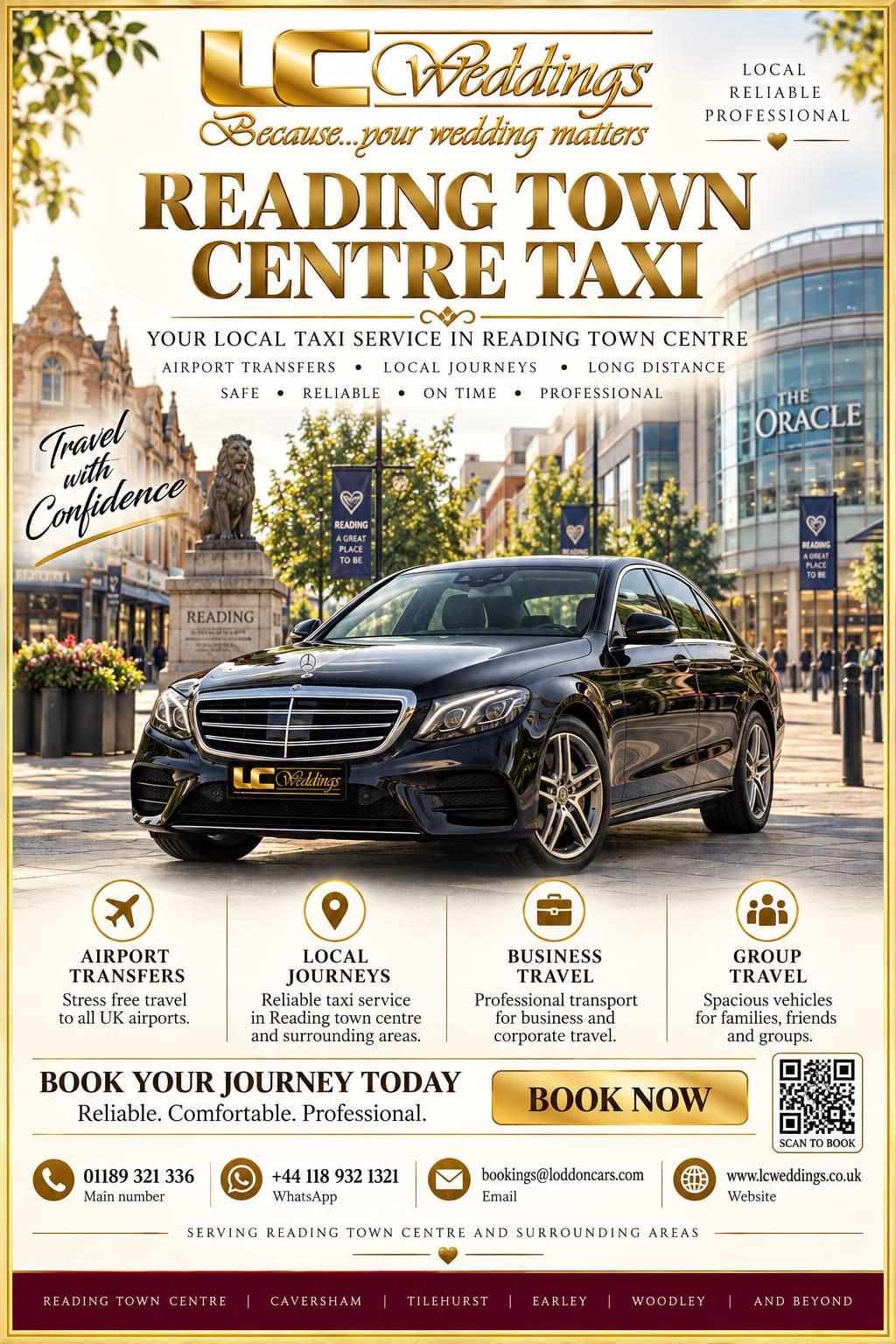 Reading Town Centre taxi for wedding and local transport