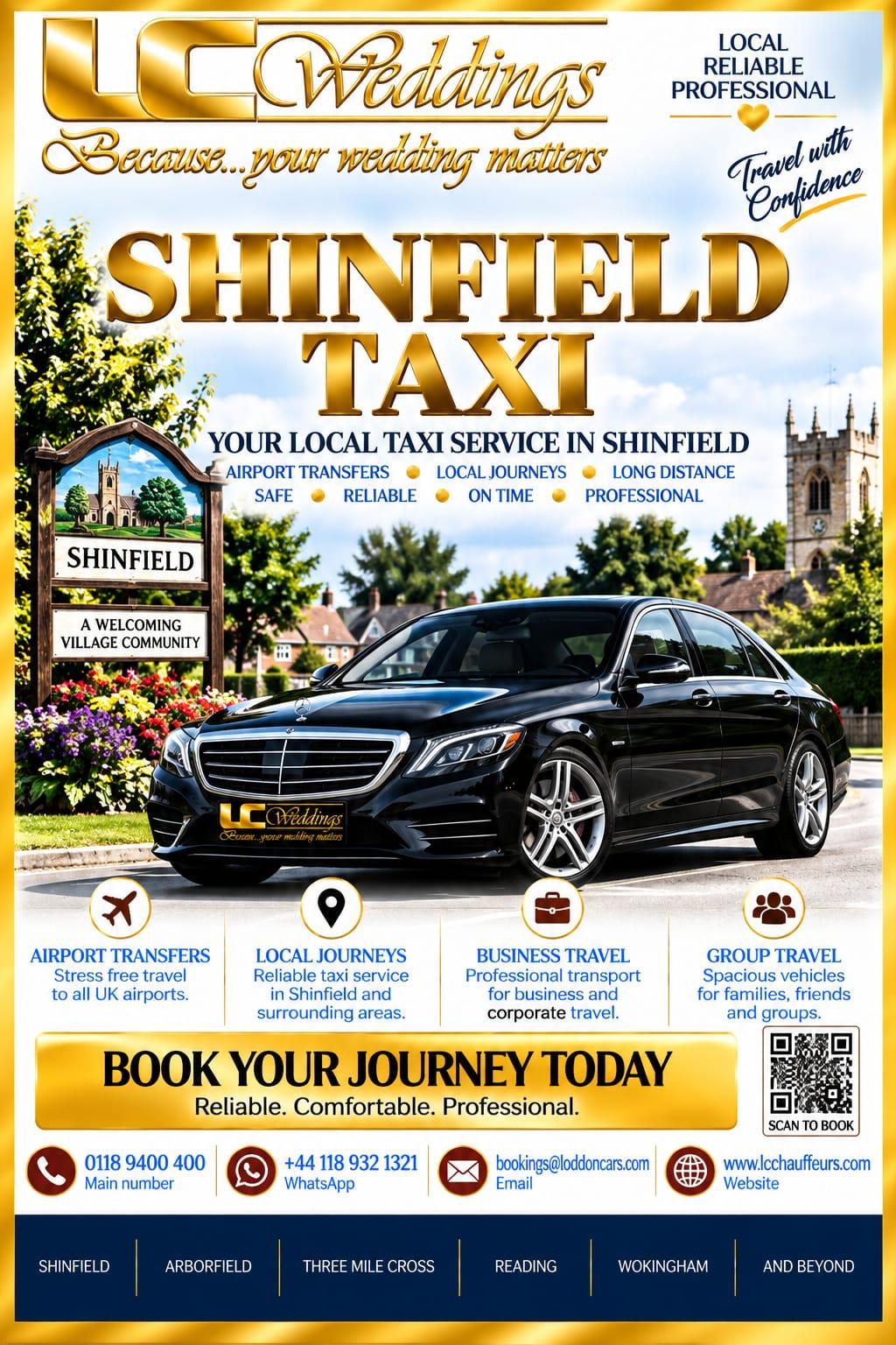 Shinfield taxi for local and wedding transport