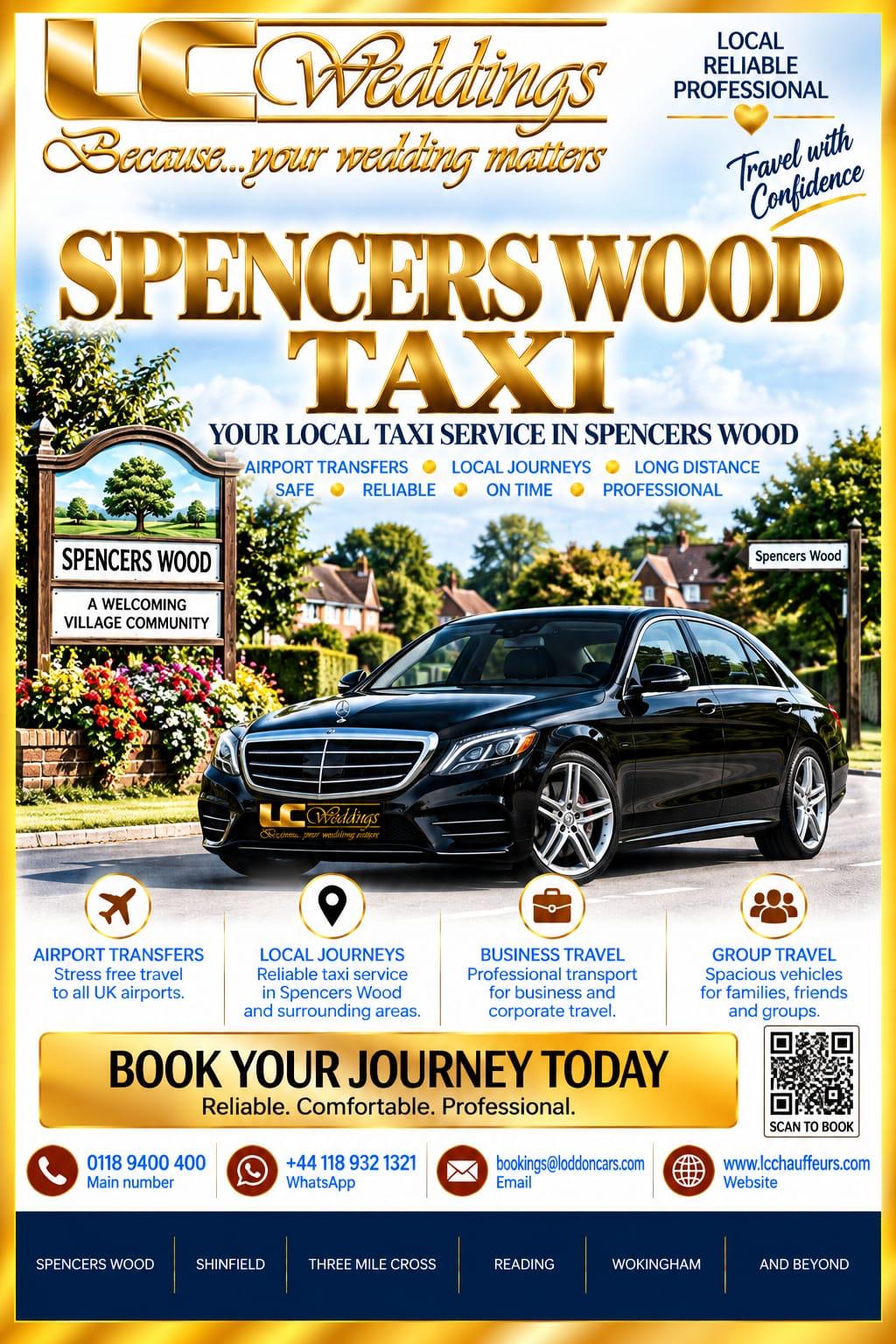 Spencers Wood taxi for local and wedding transport