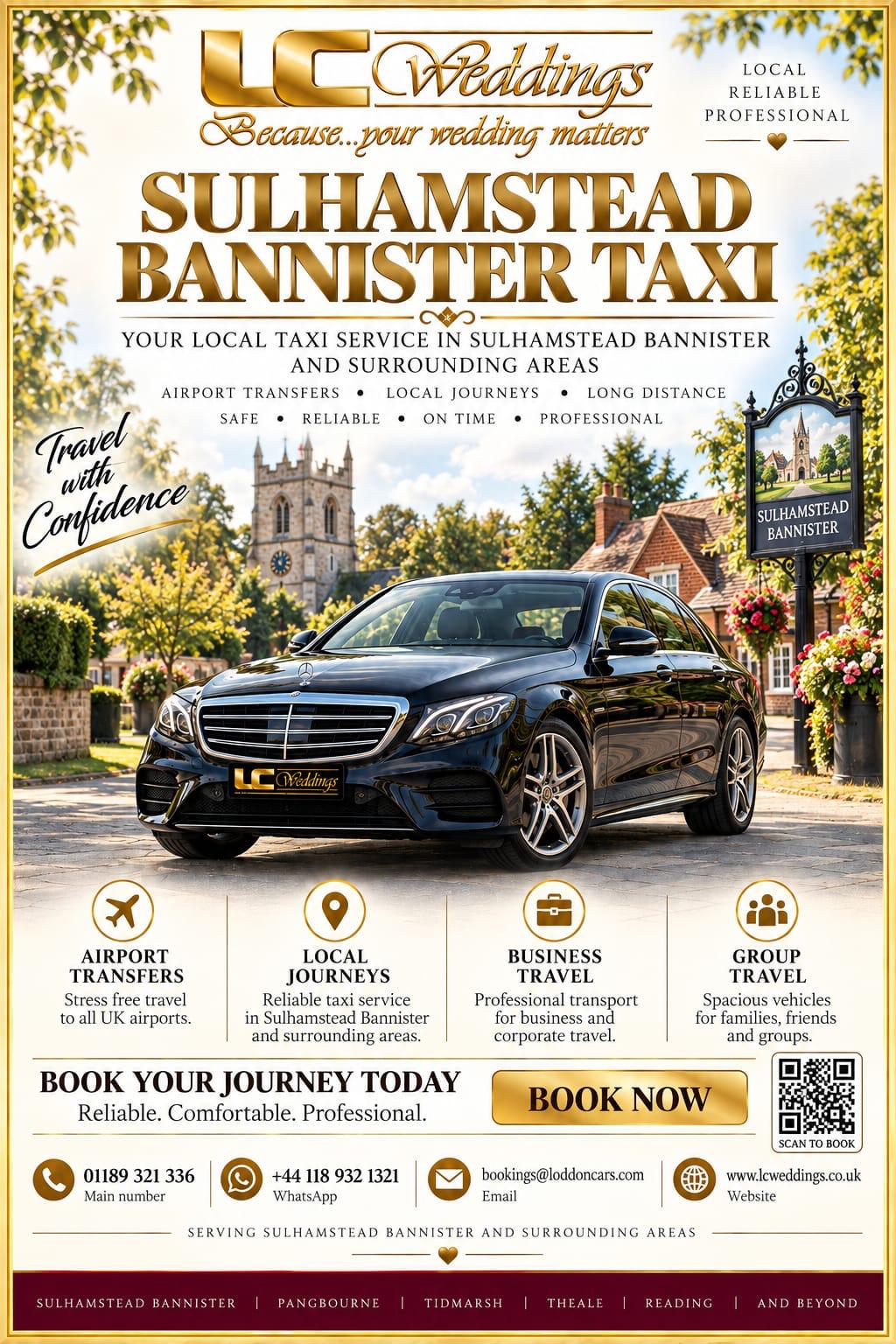 Sulhamstead Bannister taxi for local and wedding transport