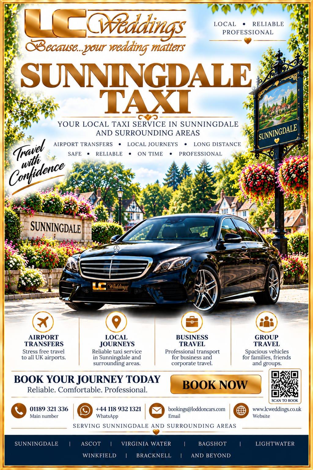 Sunningdale taxi for local and wedding transport