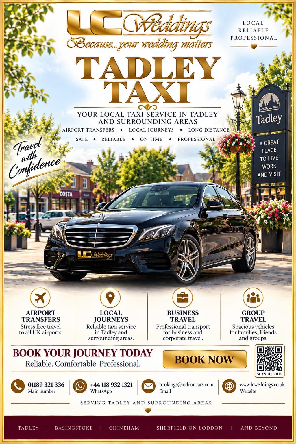 Tadley taxi for local and wedding transport