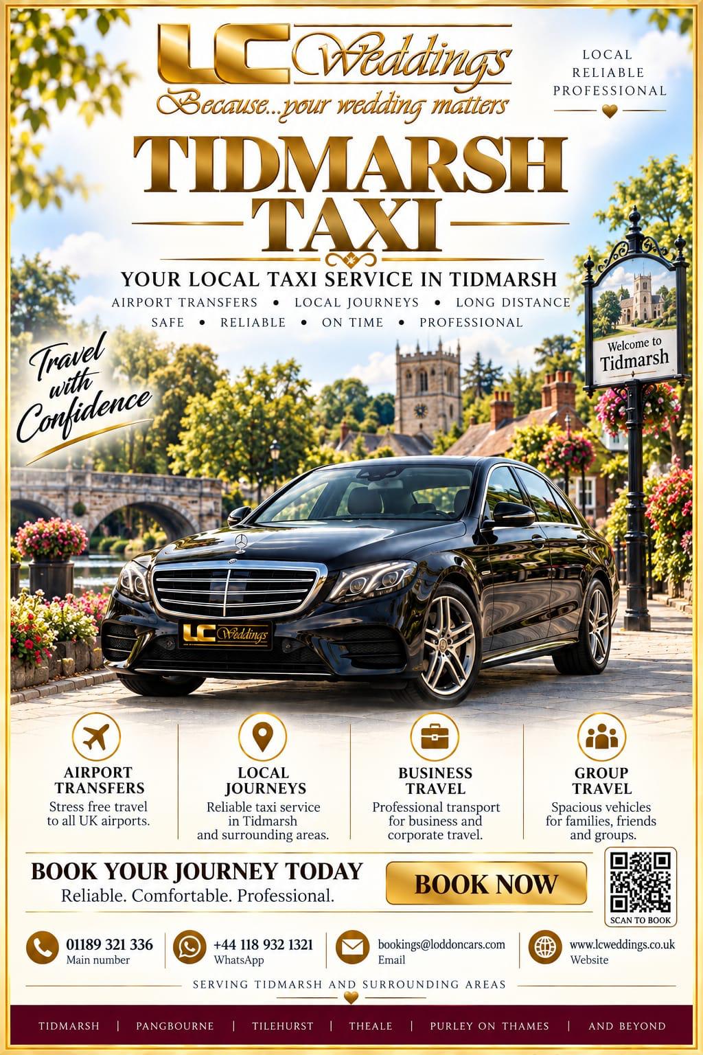 Tidmarsh taxi for local and wedding transport