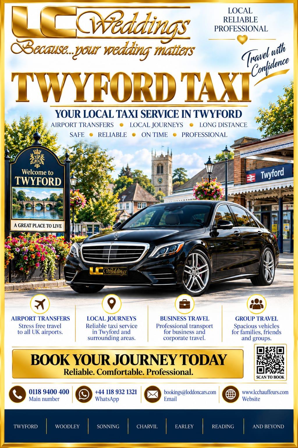 Twyford taxi for local and wedding transport