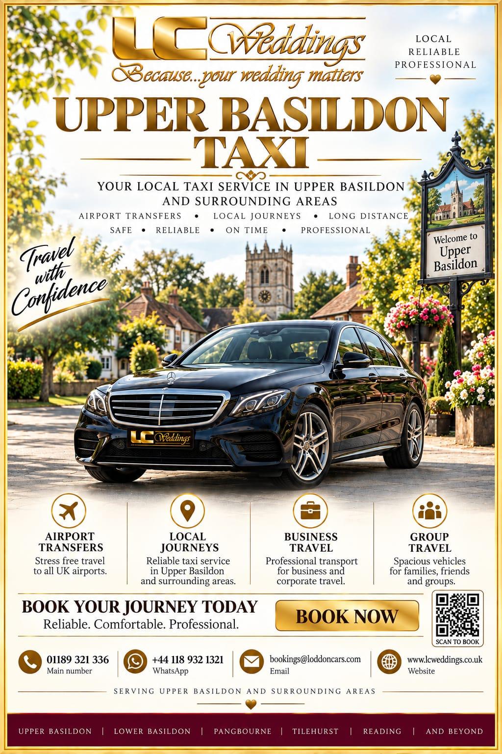 Upper Basildon taxi for local and wedding transport