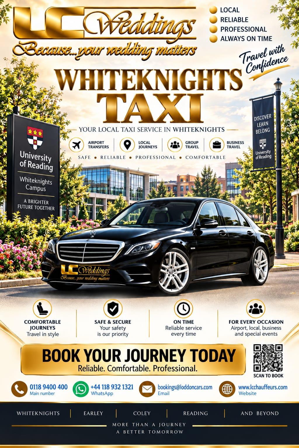 Whiteknights taxi for local and wedding transport