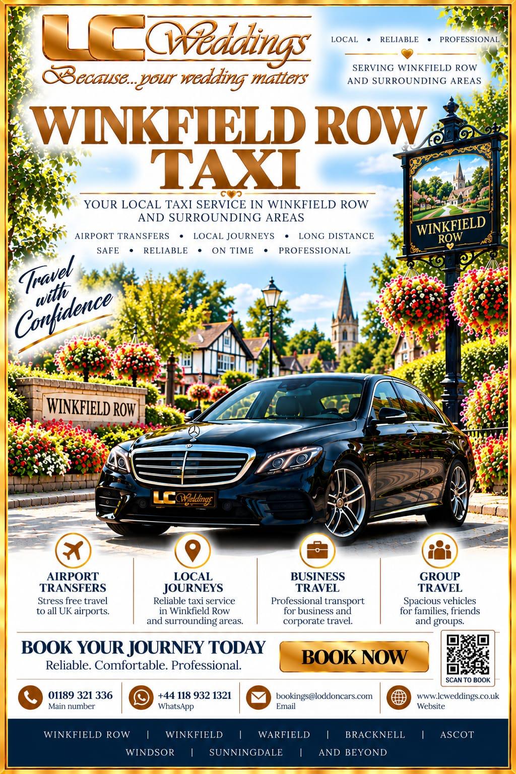 Winkfield Row taxi for local and wedding transport