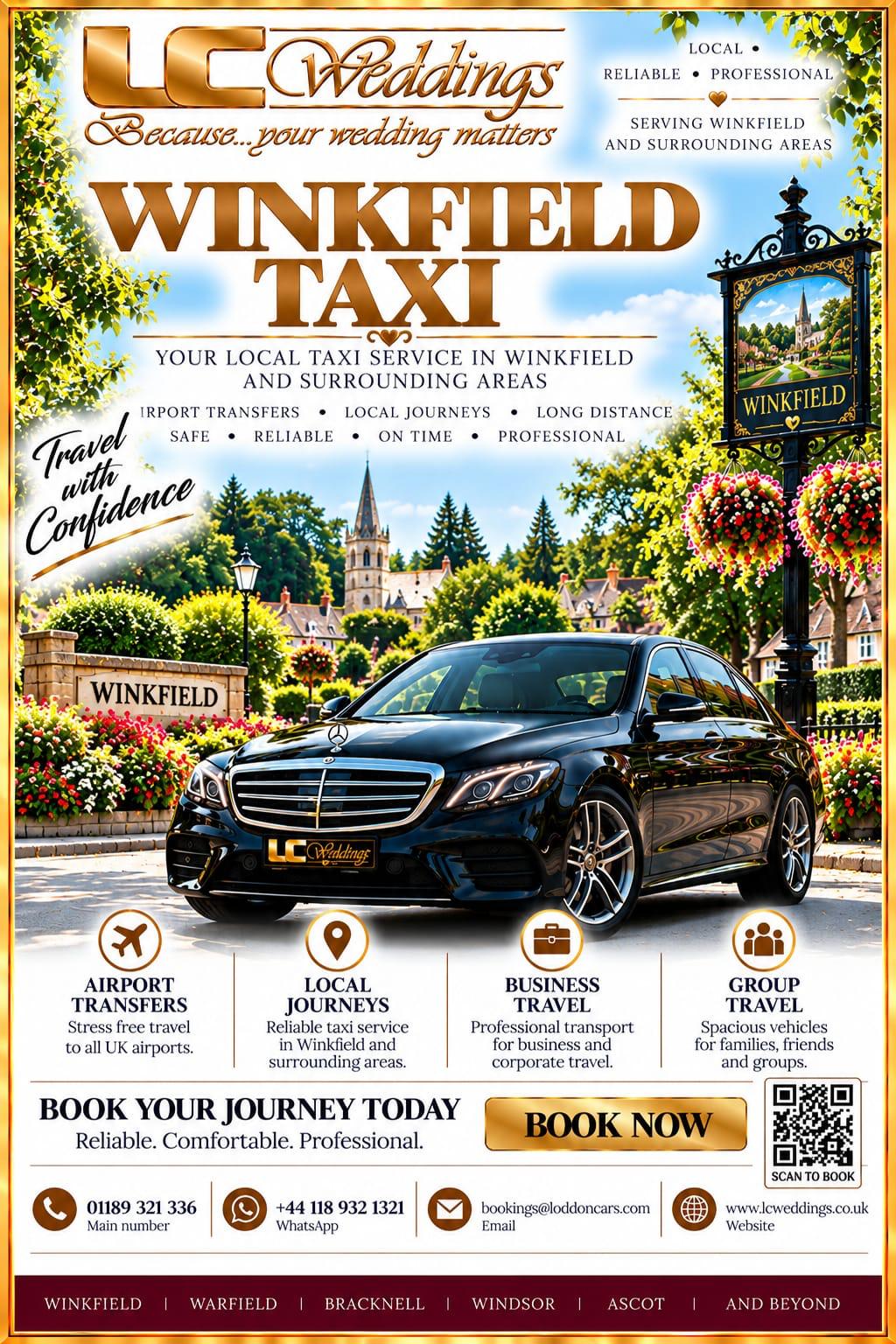 Winkfield taxi for local and wedding transport
