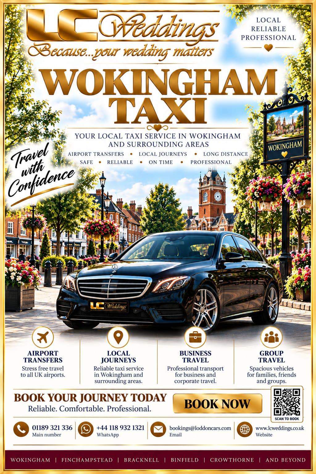 Wokingham taxi for local and wedding transport