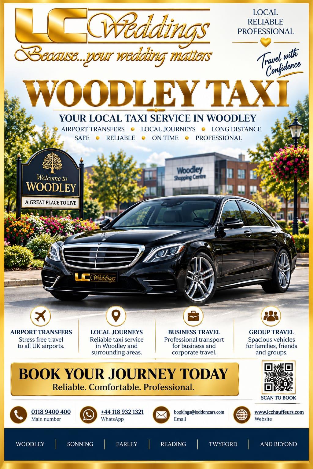 Woodley taxi for local and wedding transport