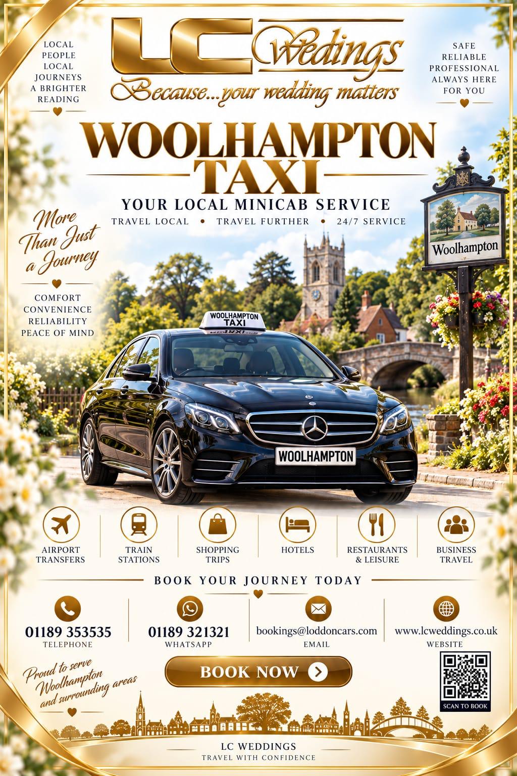 Woolhampton taxi for local and wedding transport