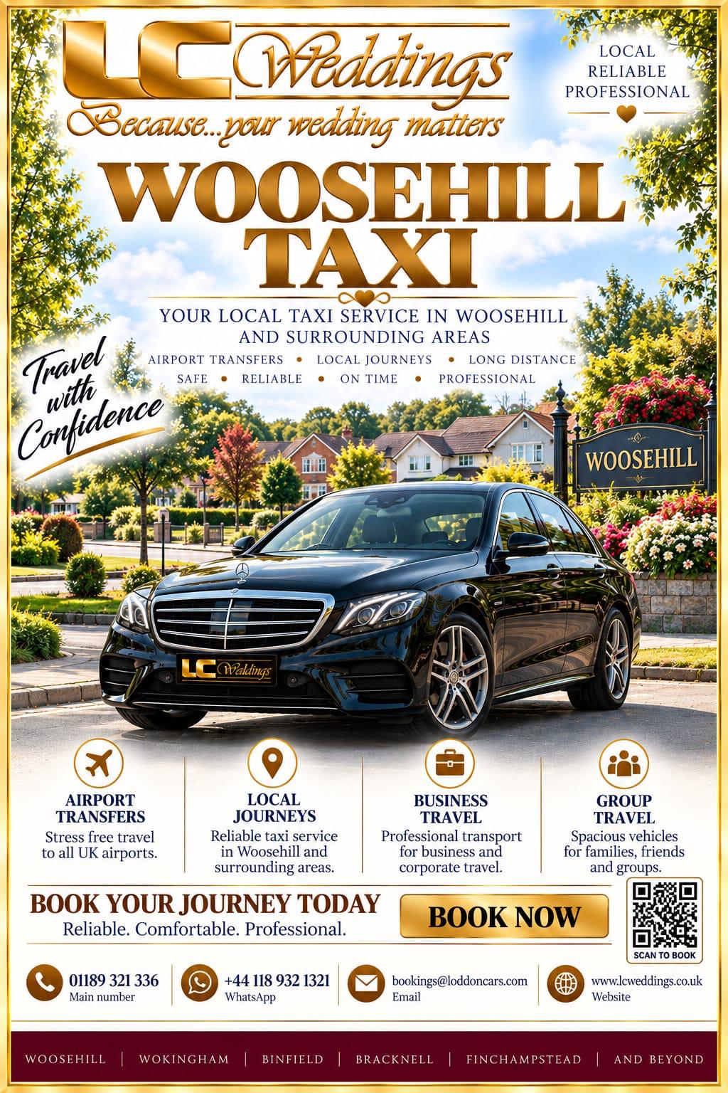 Woosehill taxi for local and wedding transport