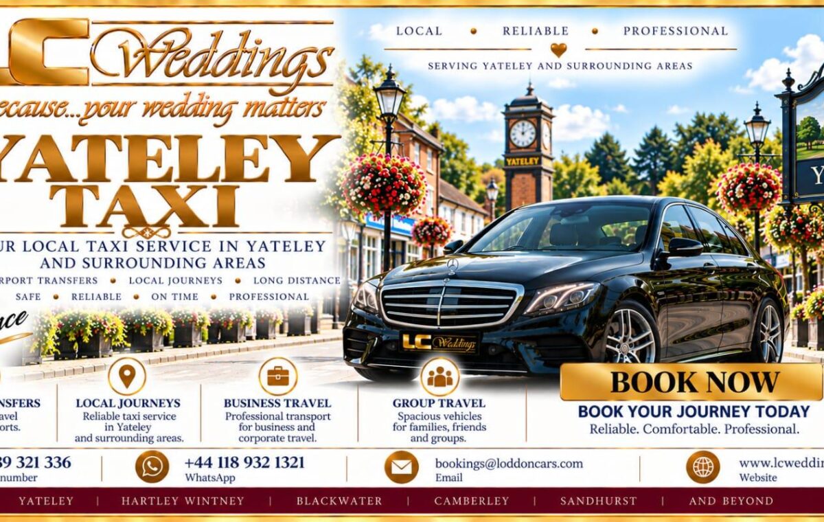 Yateley taxi for local and wedding transport