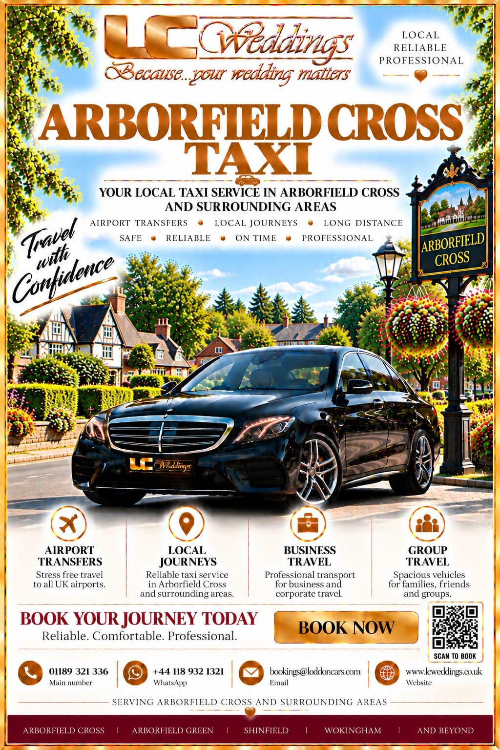 Arborfield Cross taxi for local and wedding transport
