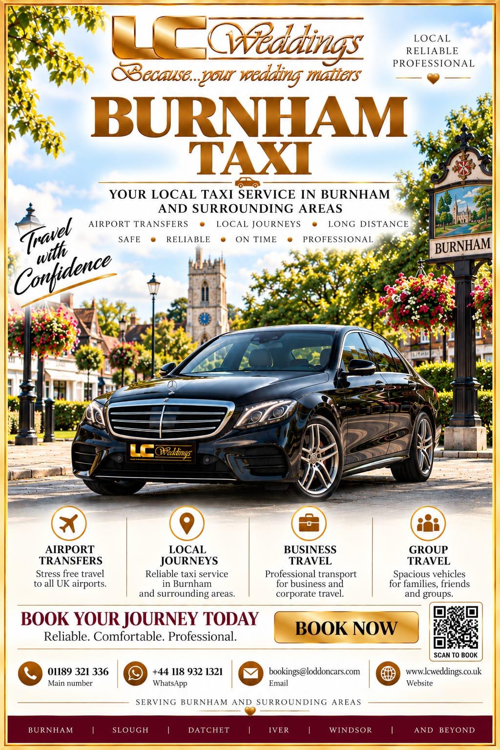 Burnham taxi for local and wedding transport
