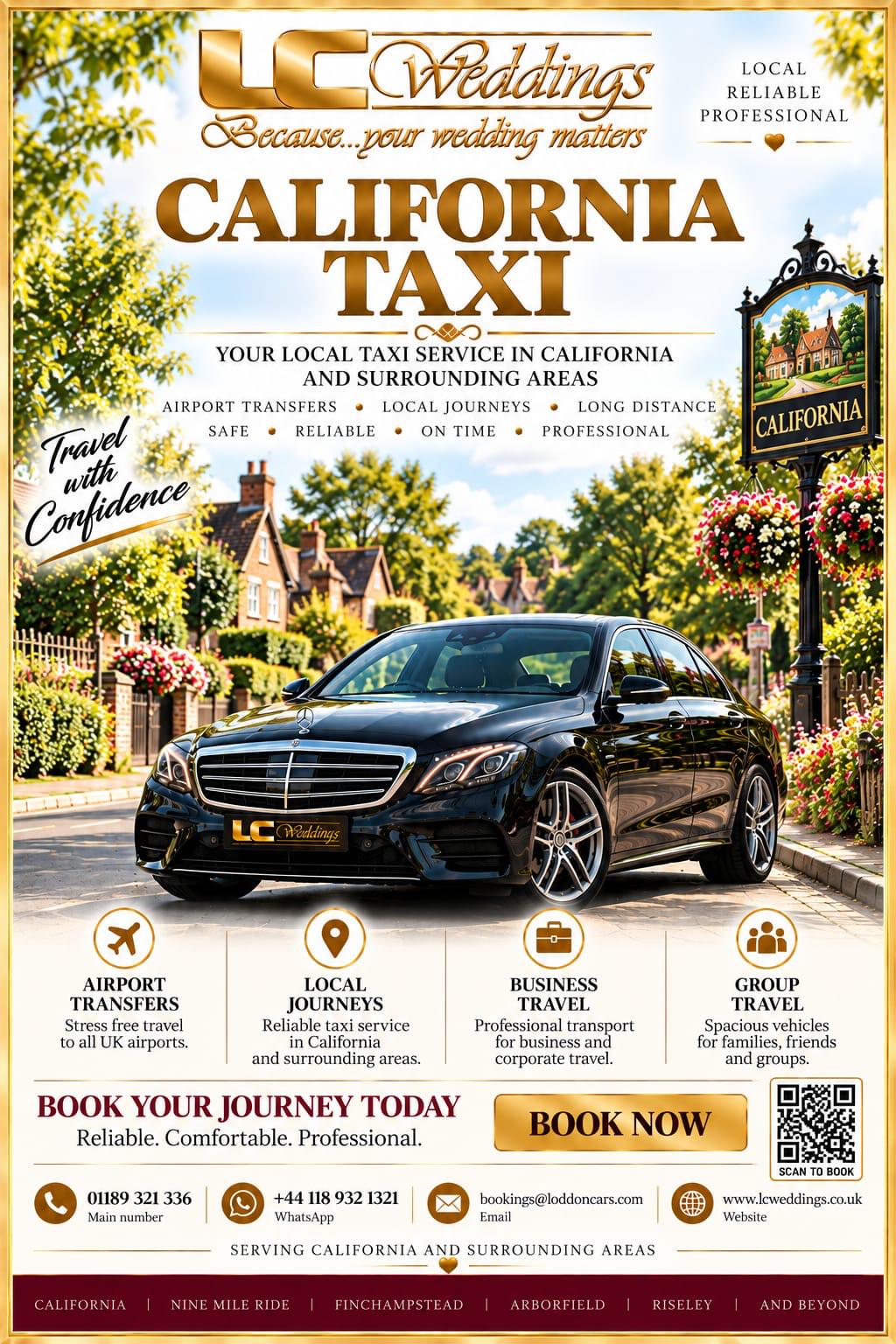 California taxi for local and wedding transport