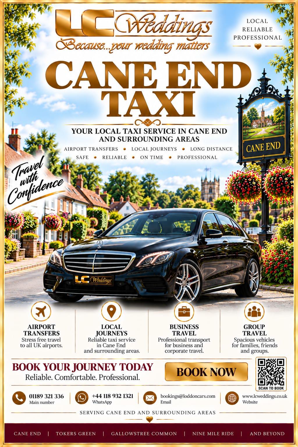 Cane End taxi for local and wedding transport