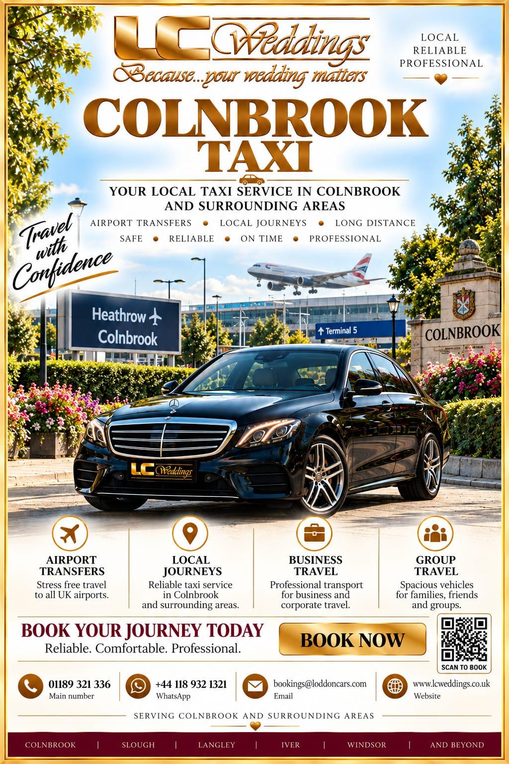 Colnbrook taxi for local and wedding transport
