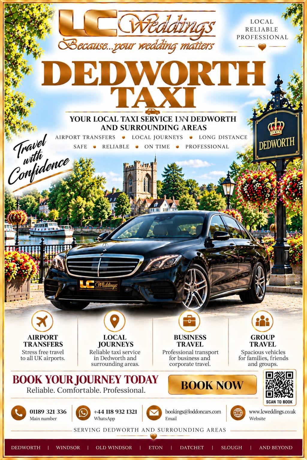 Dedworth taxi for local and wedding transport