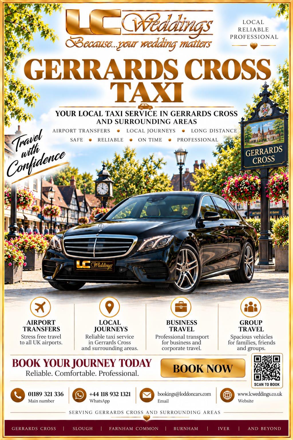 Gerrards Cross taxi for local and wedding transport