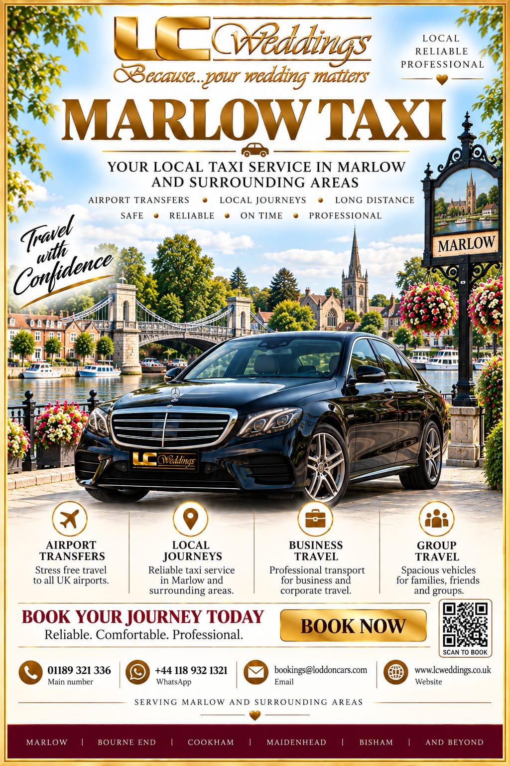 Marlow taxi for local and wedding transport