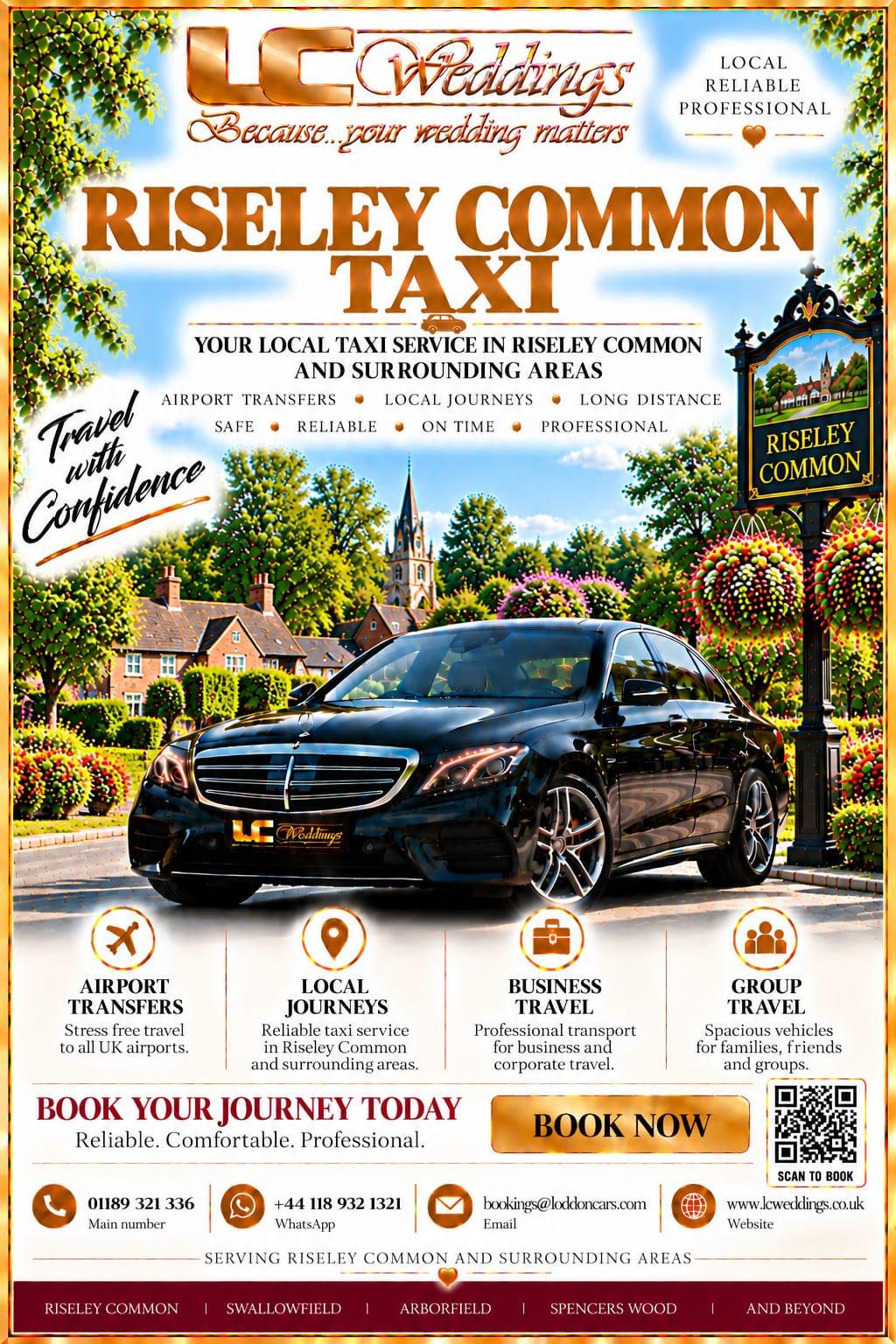 Riseley Common taxi for local and wedding transport
